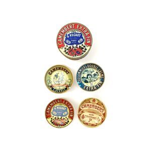 VTG BIA G. Mecaut Paris Camembert Cheese Advertisement Plates 5” Set Of 4 Box